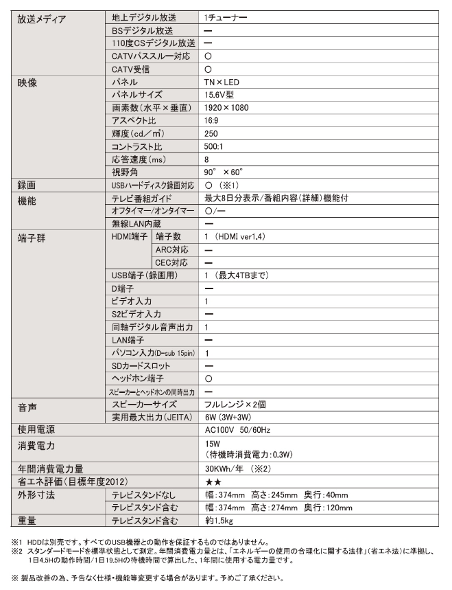 【WIS】16インチ1波 FHD液晶テレビ AS-21F1601TV
