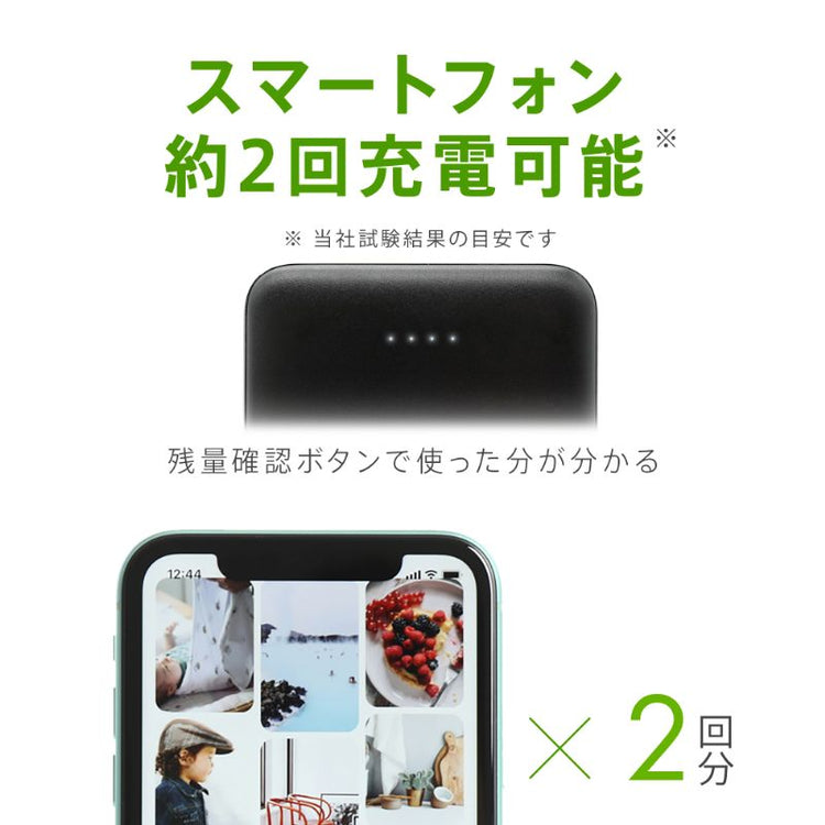 【Tuna】5000mAh 薄型・軽量モバイルバッテリー PSE取得済み 白(GWP-5A221WT)/黒(GWP-5A221BT)