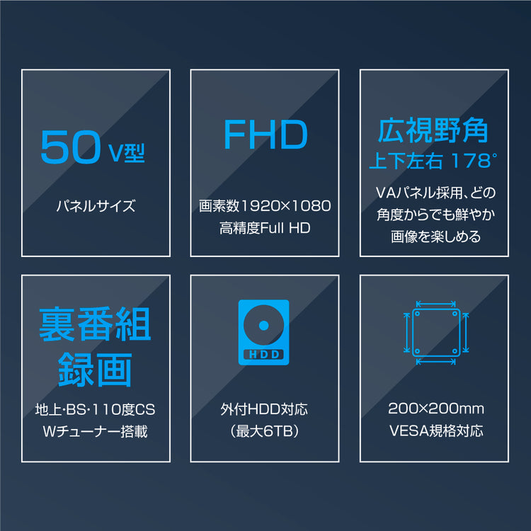 【WIS】50インチ3波FHD液晶テレビ Wチューナー AS-503W
