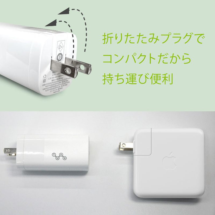 【Tuna】65W 窒化ガリウム採用 PD対応 Type-C2ポート USB-A1ポート ACアダプタ 充電器 GWA-PD63WW