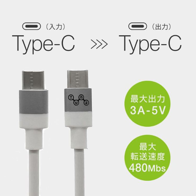 【Tuna】超急速充電PD60W対応Type-C充電・データ転送ケーブル 1m GWC-1CC2321D