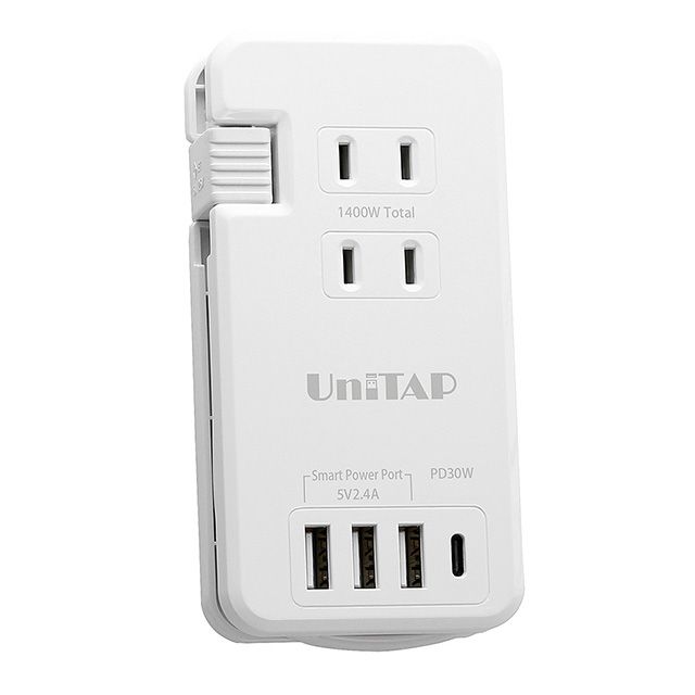 【PRINCETON】Unitap PD30W対応 USB給電機能付きマルチタップ ホワイトAC 3口/Type-A 3ポート/Type-C 1ポート PPS-PD30A3C
