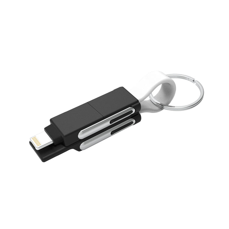 【Tuna】 持ち運びに便利!1本6役ストラップ型ケーブル充電・データ転送ケーブル Type-C & For MicroB & For iPhone対応 GWC-6S3B