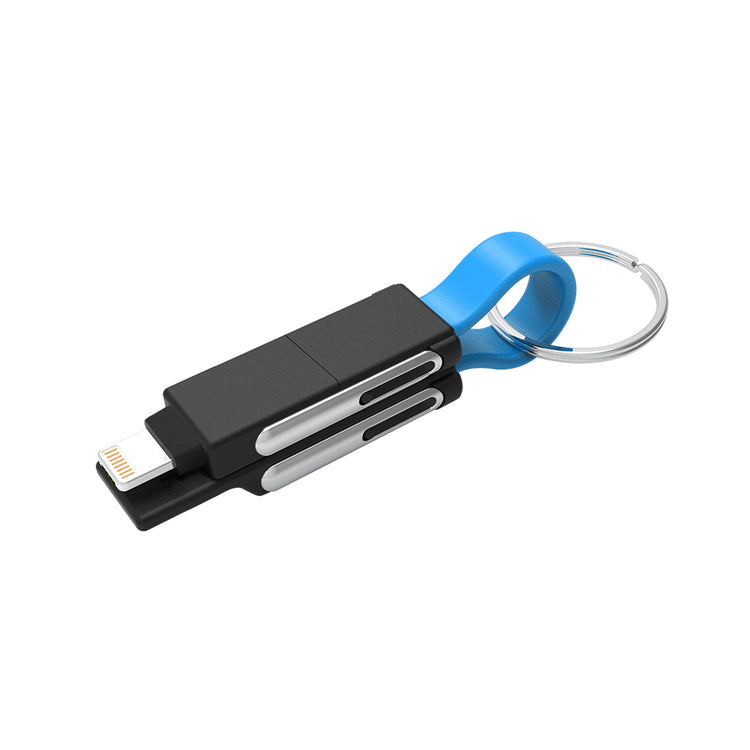 【Tuna】 持ち運びに便利!1本6役ストラップ型ケーブル充電・データ転送ケーブル Type-C & For MicroB & For iPhone対応 GWC-6S3B