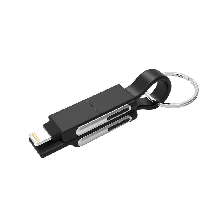 【Tuna】 持ち運びに便利!1本6役ストラップ型ケーブル充電・データ転送ケーブル Type-C & For MicroB & For iPhone対応 GWC-6S3B