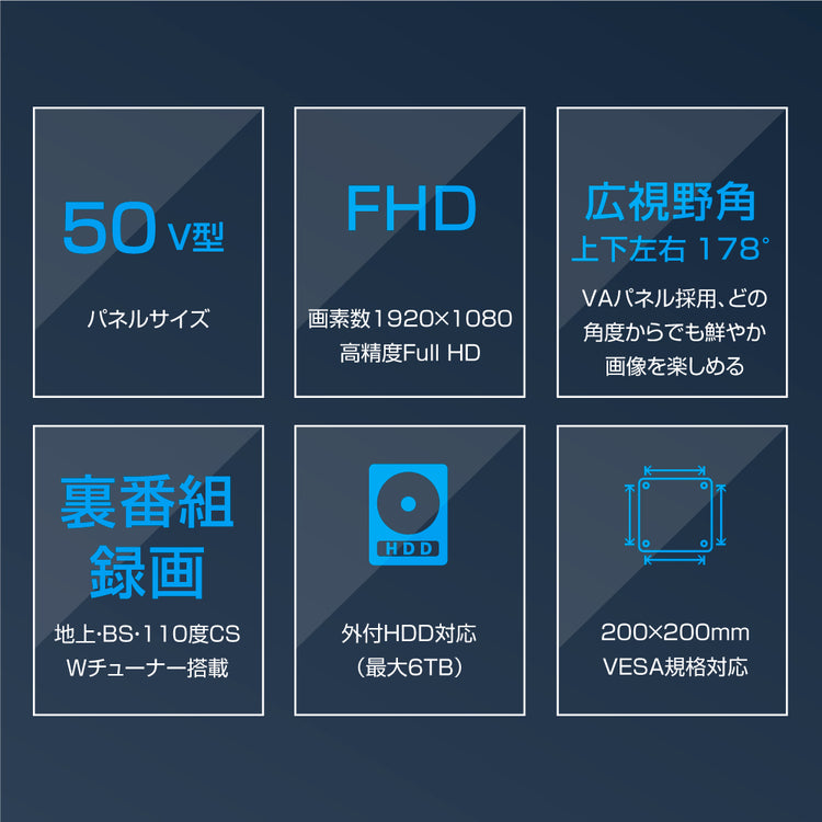 【WIS】50インチ3波FHD液晶テレビ　Wチューナー　AS-503W