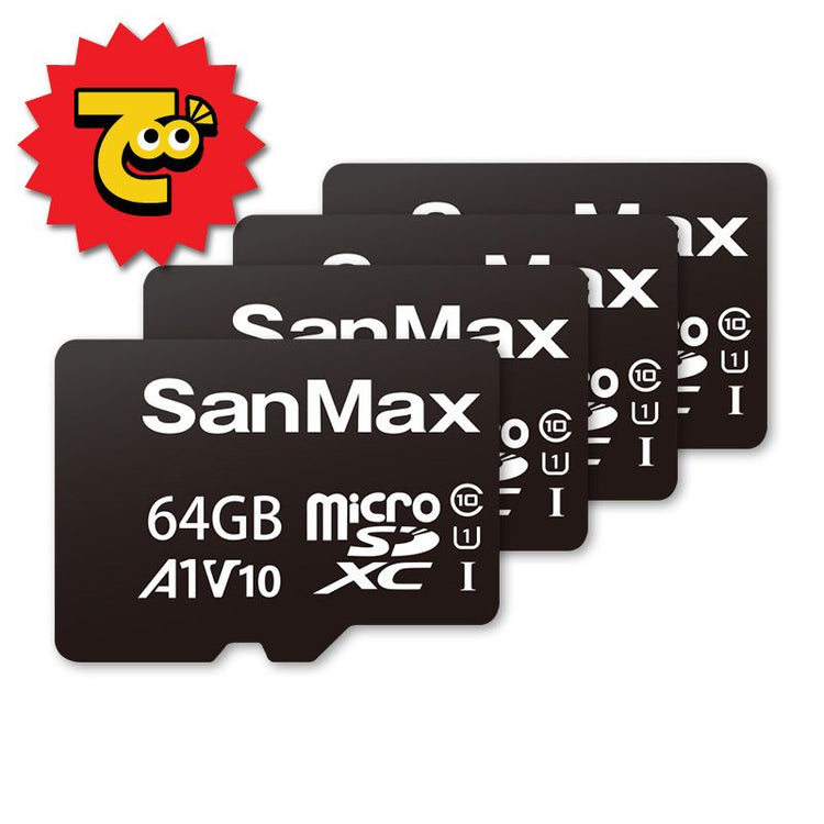【SanMax】MicroSD card 4枚セット(64GB：SMP128AV4/128GB：SMP128AV4 256GB：SMH256AVL34)